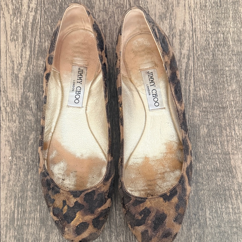 Jimmy Choo Leopard-Print Ballet Flats in Brown and Black